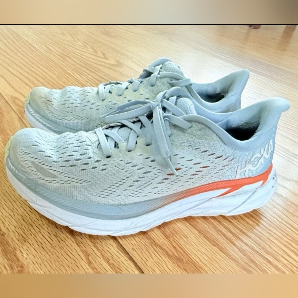 Hoka One One Clifton 8 Womens Running Shoes Gray Athletic Sneakers Size 7.5